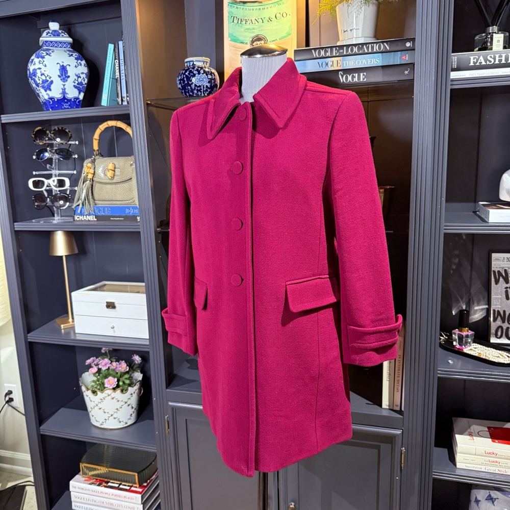 J.Crew Raspberry Wool Blend Coat – Size 10 - Picture 5 of 10